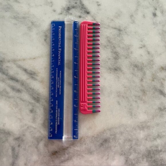 VTG 80s/90s MEBCO Pink Twice Dipped Teal & Purple Color Wide Tooth Comb - Picture 3 of 4